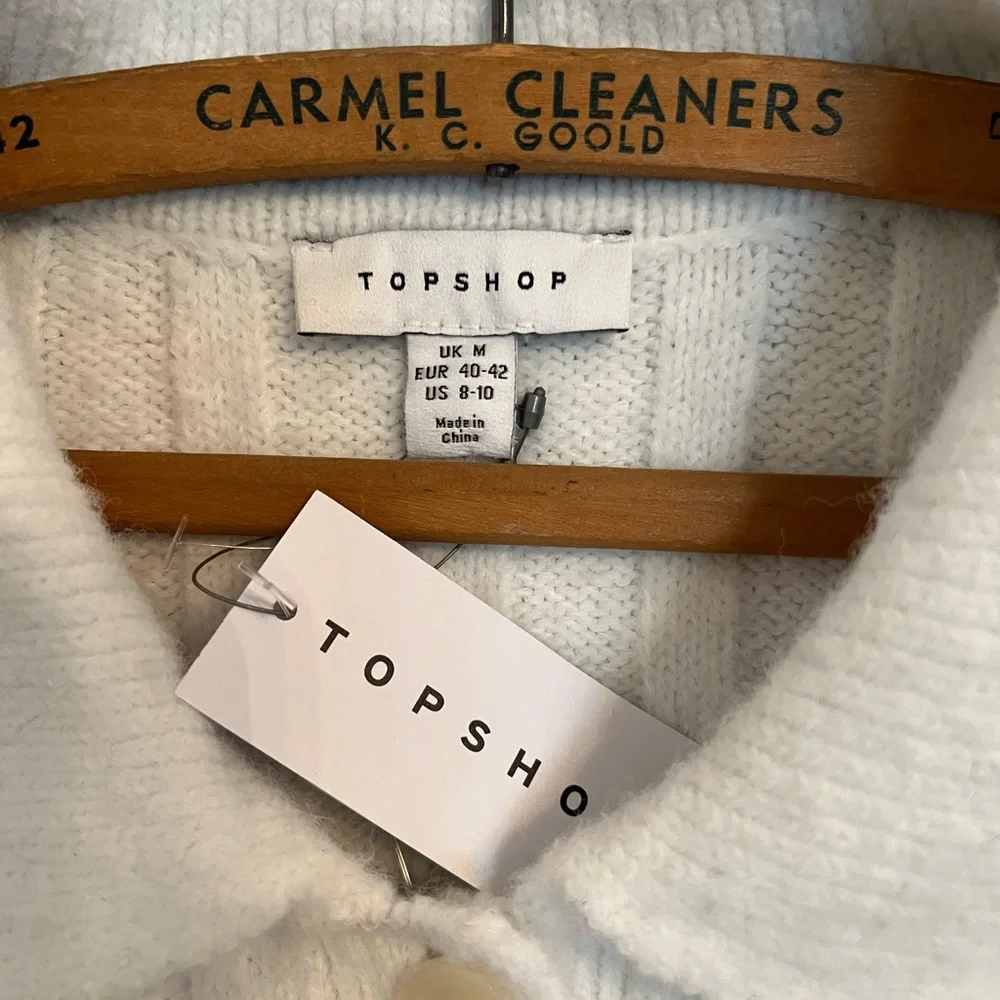 NWT Topshop Knit Collar Button Down Cardigan in Ivory, Medium 8/10